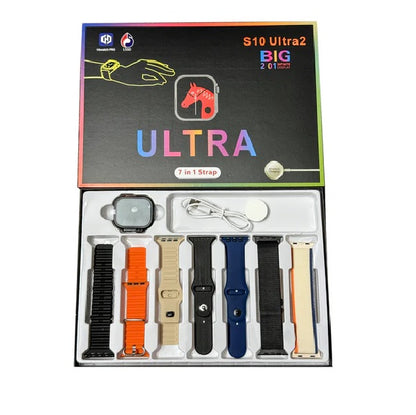 S10 Ultra2 Big 2.01 Infinte Display 7 In 1 Strap Smart Watch