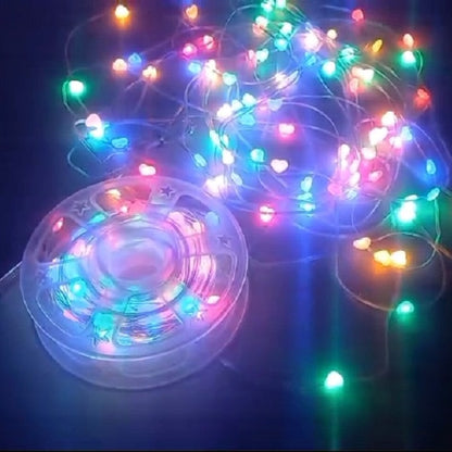 ZYF-165 50M RGB Clear Hearts 2835LED String Lights 220V