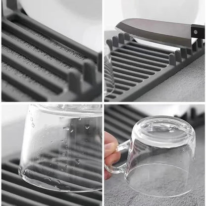 Dish Drying Rack With Absorbent Microfiber Mat