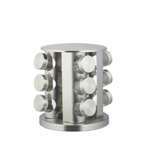 T01 Stainless Steel 12 Jar Rotating Spice Rack