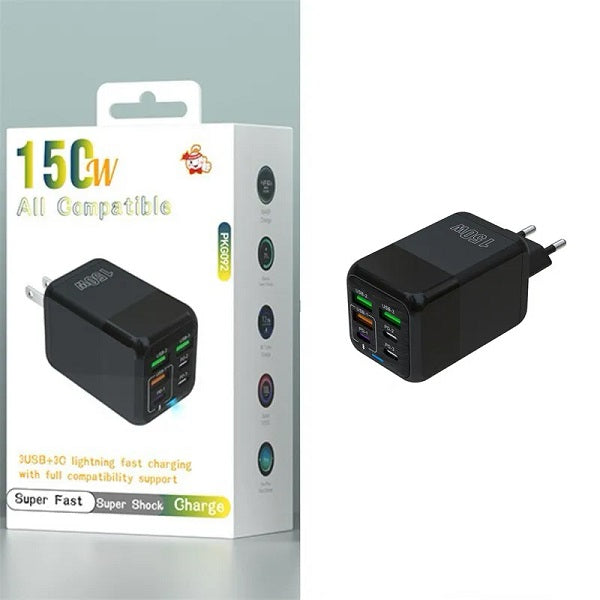 PKG092 601-3U+3C 150W Super Fast Charger 3 x USB Port And 3 x PD Port