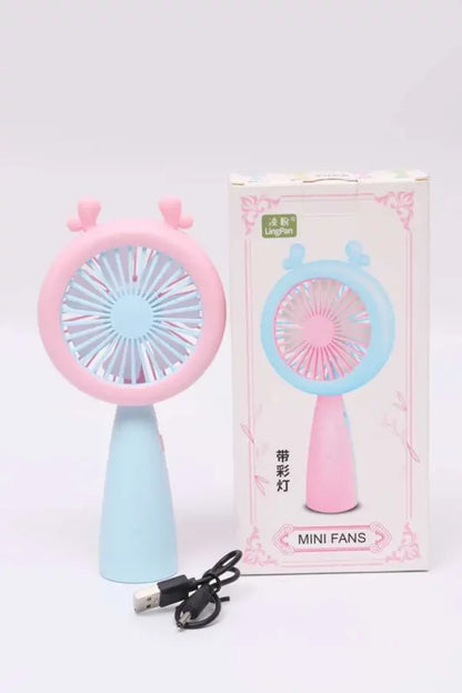 Rechargeable Portable Cartoon Mini  Fan With LED Light