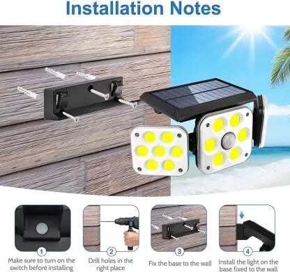 Solar Powered Sensor Wall Light 180  COB