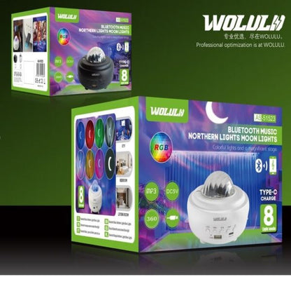 Wolulu AS-51523 Bluetooth Music Box With Northern Lights RGB 8 Light Modes