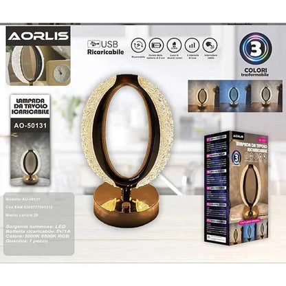 Aorlis AO-50131 Rechargeable 3 LED Mode Table Lamp