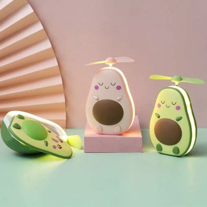 USB Rechargeable Hand-held Cute  AvocadoLow Noise Mini Portable  Handheld Fan