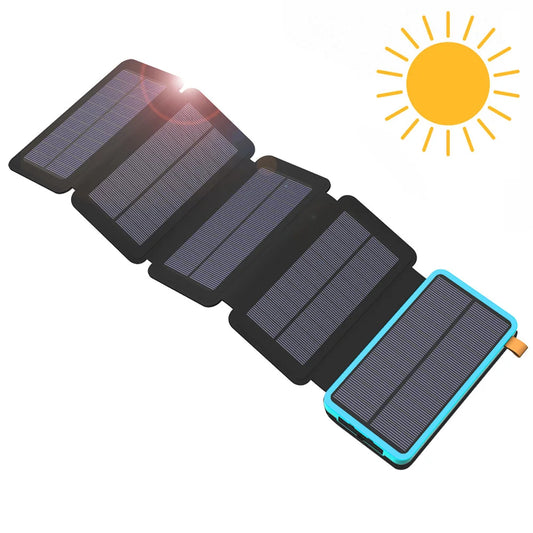 Solar Power Bank with Folding  Panels & LED Light 13800mah