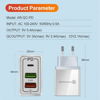 2 USB Ports+PD Type C Charger