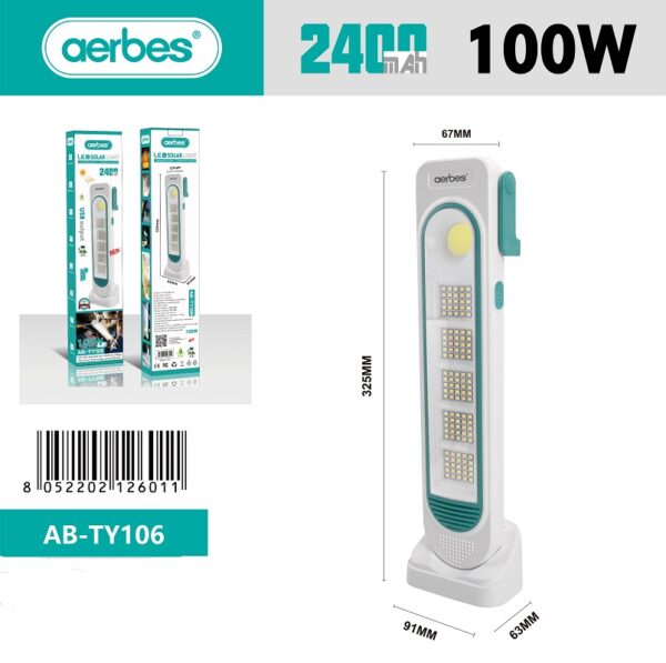 Aerbes AB-TY106 Rechargeable Solar Powered Emergency Light 100W