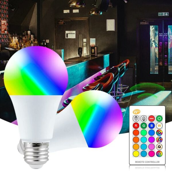 E27 LED Light Bulbs RGB Mood Color Changing 3W With Remote 2 Pack