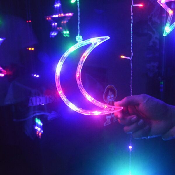 ZYF-5 Star Moon LED Fairy Curtain Light With Tail Plug Extension RGB 3M