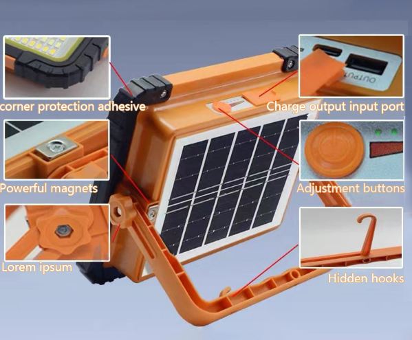 Aerbes Solar Powered  Multifunctional LED Light Doubles  As Power Bank