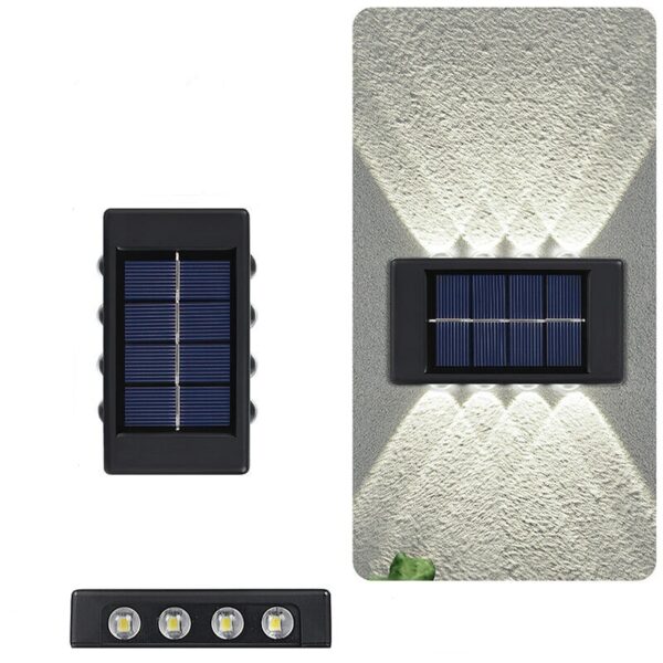 Solar Powered Up And Down LED  Outdoor Wall Lights 8LED White 2Pcs