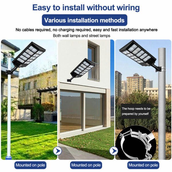 FA-5288-300W Solar Powered Street Light With Pole Arm + Remote Control