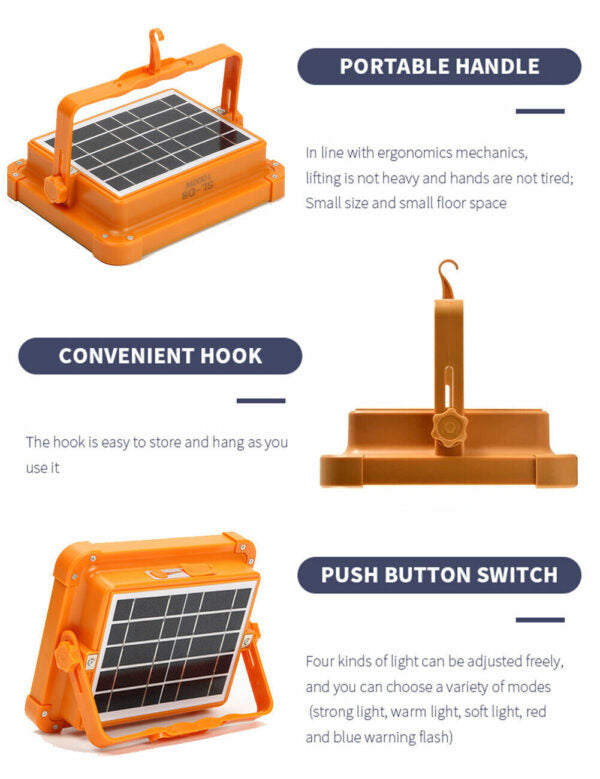 Aerbes Multifunctional  Rechargeable Solar Powered Work  Light 200W