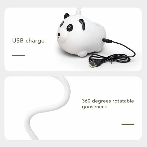 CS285-1 Cute Panda USB Rechargeable Table Lamp With Pencil Holder