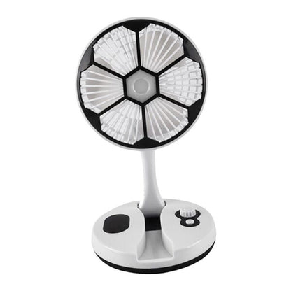 Soccer Ball Rechargeable LED Light  Folding Fan with 1 x 1200Mah  18652 Battery. Space for  Additional Battery(not included)