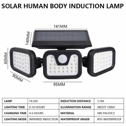 Split Solar Powered LED Wall Light  2400Mah Battery with Motion Sensor