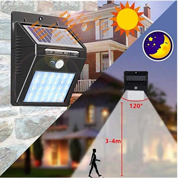 Portable Solar Outdoor LED Motion  Sensor Split Wall Lamp 64LED