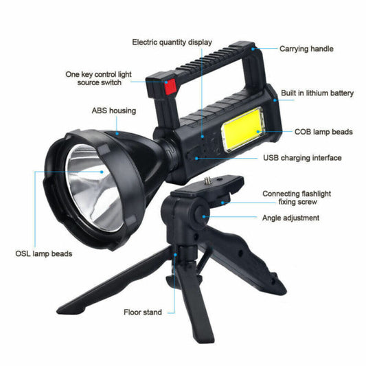 Multi-Functional Glare Charging  Flashlight With A Bracket