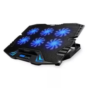 6 Fan Blue LED Notebook Ice  Cooler Pad