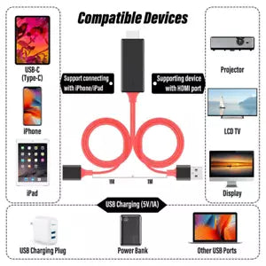 HDMI Mirroring AV Cable for iPhone iPad Android Phone to TV HDTV Adapter