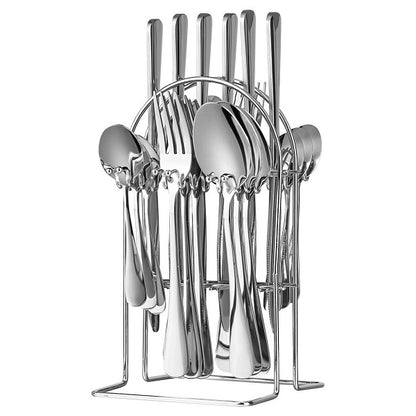 24 Piece Stainless Steel Cutlery Set Flatware Set With Silverware Holder