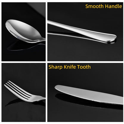 24 Piece Stainless Steel Cutlery Set Flatware Set With Silverware Holder