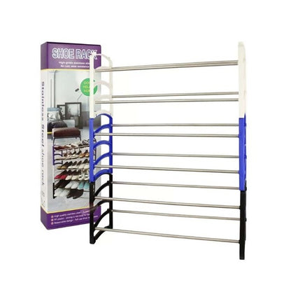 JG20375316 3 In 1 Adjustable 6 Tier Stainless Steel Shoe Rack