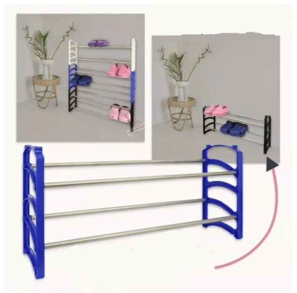 JG20375316 3 In 1 Adjustable 6 Tier Stainless Steel Shoe Rack