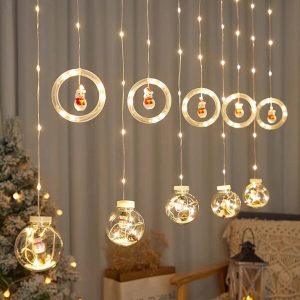 ZYF-19 Snowman Hoop & Snowman Ball LED Fairy Curtain Light Warm White