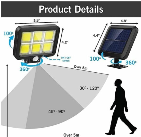 Wolulu Solar Powered Sensor Motion  Wall Cob Light