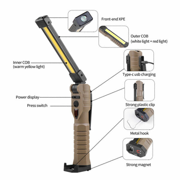 Aerbes Rechargeable Portable COB Foldable Work Light