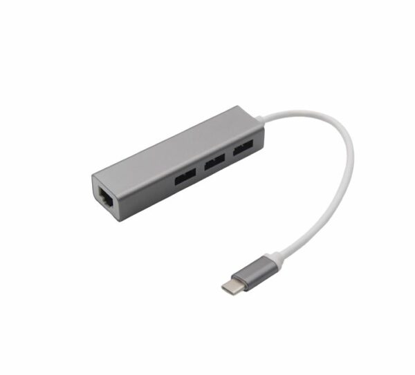 USB Type-C 3 Port HUB to RJ45 Fast  Ethernet Adapter