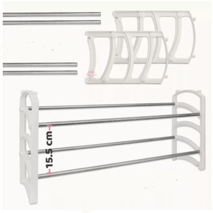 JG20375316 3 In 1 Adjustable 6 Tier Stainless Steel Shoe Rack