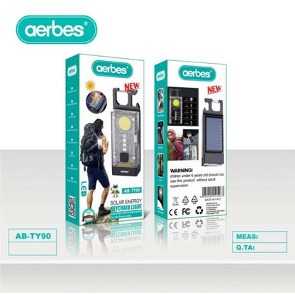 Aerbes AB-TY90 Solar Powered Keychain Light With Carabiner