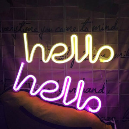 FA-A37 Hello Neon Word Sign Lamp USB And Battery Operated