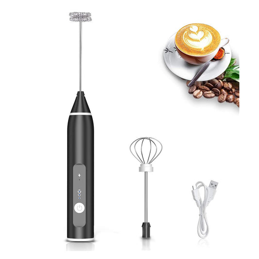 Electric Mixer Milk Frother Handheld USB Rechargeable Drink Foam Maker 3-Speed