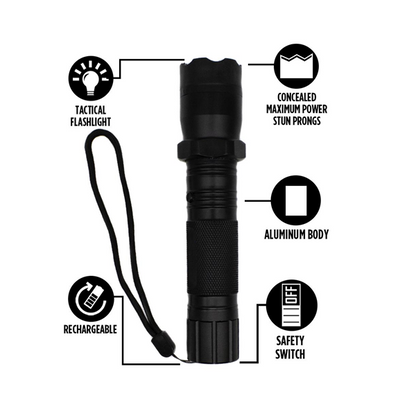 Rechargeable Metal Stun Gun Flashlight Torch