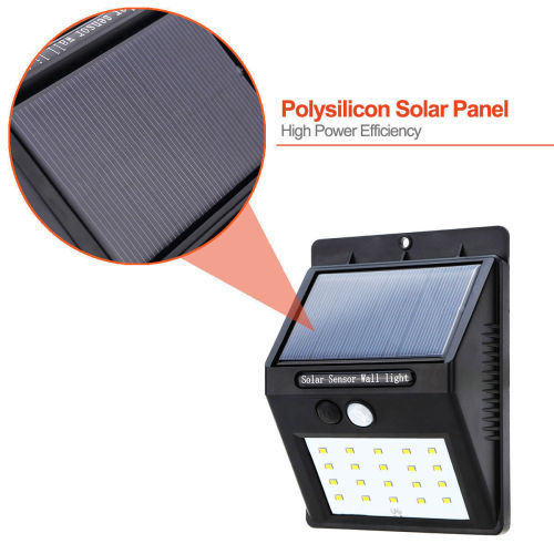 20 LED Solar Powered PIR Motion Sensor Security Wall Garden Light Lamp Outdoor