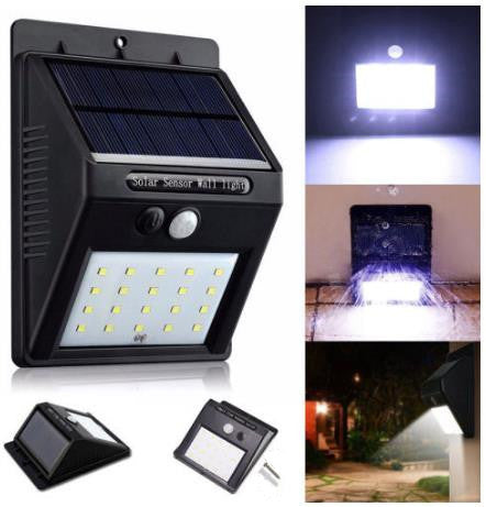 20 LED Solar Powered PIR Motion Sensor Security Wall Garden Light Lamp Outdoor