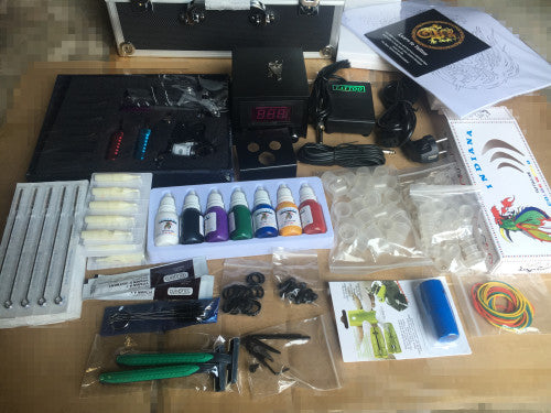 PROFESSIONAL TATTOO KIT COMPLETE WITH 2x GUNS, NEEDLES, INK & LOADS OF EXTRA'S