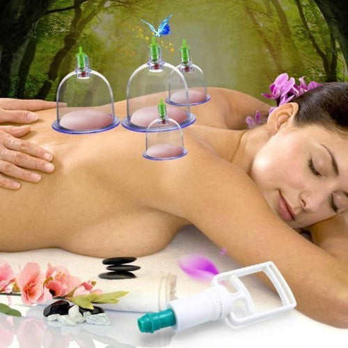 12 Cups Chinese Pull Out Vacuum Cupping Apparatus Therapy Body Massage Pump