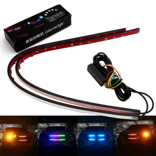 Car LED Strobe 2x 62cm RGB Colour Net Light Dash Flashing Bulbs Decorative Strip