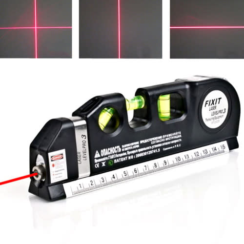 Multipurpose Laser Level Aligner 3 Bubbles Measuring Tape Ruler