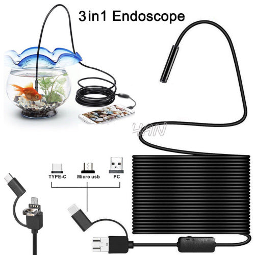 3in1 Type-C USB C Endoscope HD Borescope Waterproof Camera Tube For Samsung