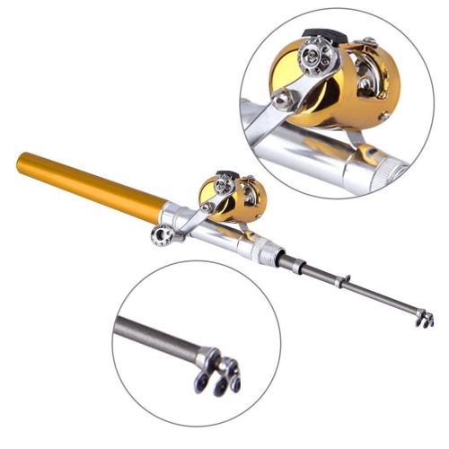 Mini Portable Fishing Rod Pocket Telescopic Fishing Rod Aluminum Alloy Fishing Rod Pole Reel