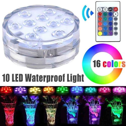 10LED RGB Submersible Waterproof Pool Wedding Party Vase Light +Remote Control