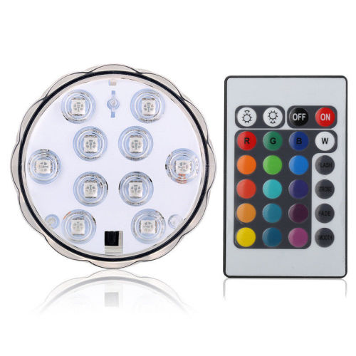 10LED RGB Submersible Waterproof Pool Wedding Party Vase Light +Remote Control