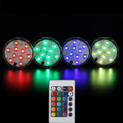 10LED RGB Submersible Waterproof Pool Wedding Party Vase Light +Remote Control